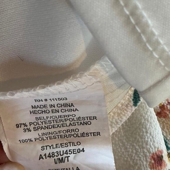 Cream Floral Mini Dress Size Medium - Picture 4 of 4